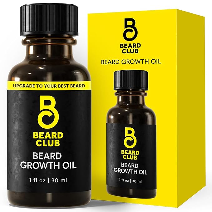 Beard Club - Beard Growth Serum with Natural Castor Coconut and Avocado to Grow a Thicker Fuller Beard Fill in Patches and Stimulate Healthier Facial Hair Growth