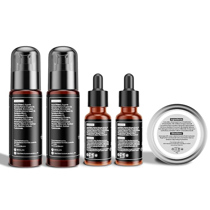 Beard Kit for Men Grooming &amp Care: with 2 Pack Beard Oils and Balm - Wash &amp Conditioner for After Shave Lotions Sandalwood Brush and Comb Sets with Scissors Valentines Fathers Gifts for Dad/