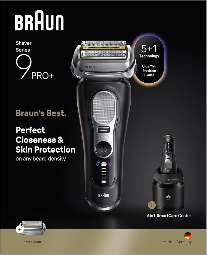 Braun Series 9 PRO+ Electric Shaver Pro SensoAdapt 6in1 SmartCare Center Wet &amp Dry Razor 9660CCPS Black