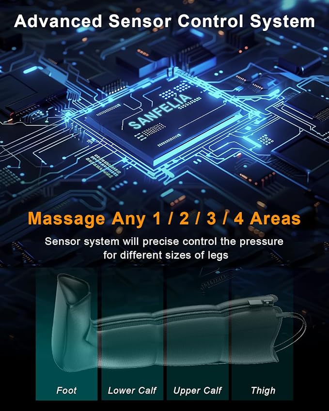 FSA-HSA Eligible Massager - Leg Massager for Circulation and Pain Relief FSA Foot Massager with 6 Modes 8 Intensities 3 Timers Leg Relaxation Pressure for Muscle Gift for Him Her (BlackMedium)
