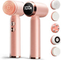 Electric Face Scrubber with Led Display &amp Facial Cleansing Brush - 6-in-1 Exfoliating Kit 3 Speeds IPX6 Waterproof Face Brush for Deep Cleaning Massage &amp Gentle Exfoliation-Pink