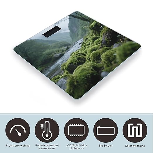 Densely Growing Plants Weight Scale Cute Bathroom Scale for Body Highly Accurate Digital Weighing Machine for People Compact LCD Display Scales with Sturdy Toughened Glass Scales