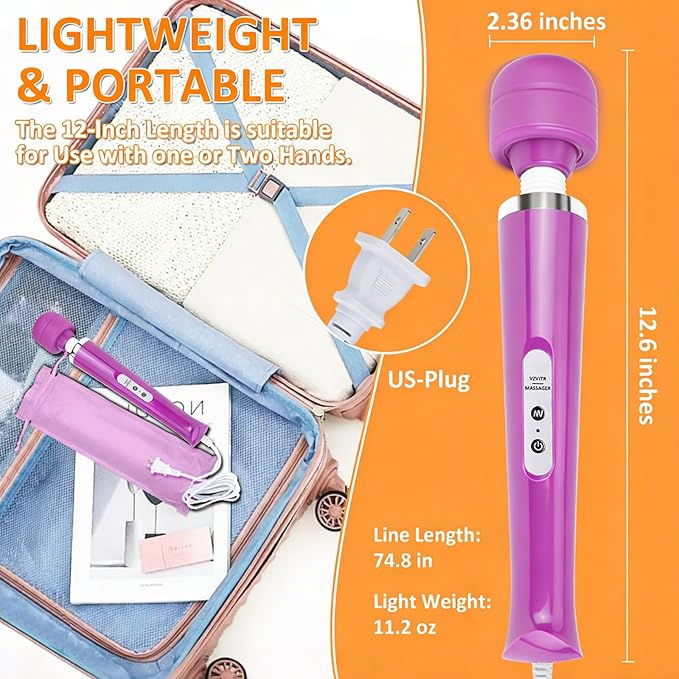 Wired Wand Massager for Women 10-Speed Electric Handheld Deep Tissue Massager Powerful Plug-in Full Body Muscle Recovery Tool for Neck Back Shoulder &amp Foot Relief