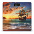 Pirate Ship in The Sunset Scale for Body Weight Sturdy Tempered Glass Weighing Scales with LCD Display Accurate Digital Bathroom Scale Convenient Body Fat Smart Scales Easy Read