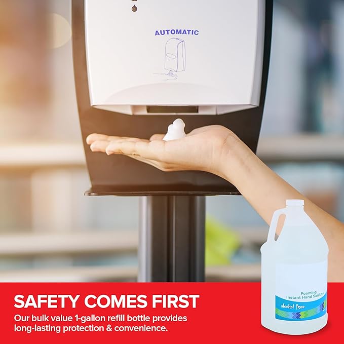 1 Gallon Foaming Hand Sanitizer Refill for Hand Sanitizer Pump and Automatic Dispensers Fragrance Free and Alcohol Free Hand Sanitizer for Sensitive Skin Liquid Hand Sanitizer Refill