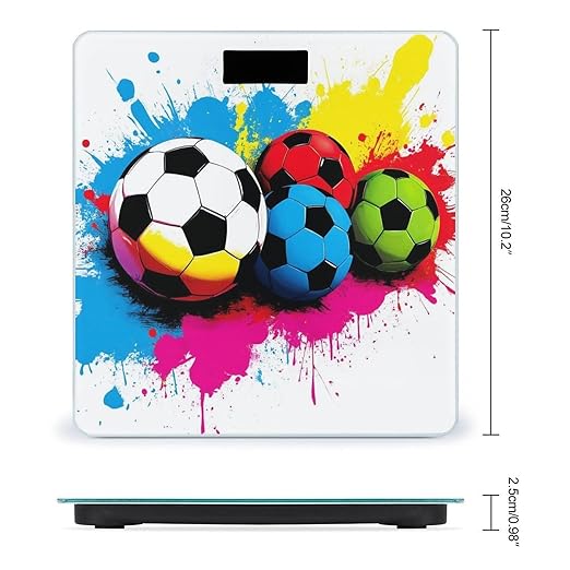 Men's Fashion Automatic Switch Digital Bathroom Weighing Scale Smart Scale Splash Ink Colorful Paint Football Soccer Ball