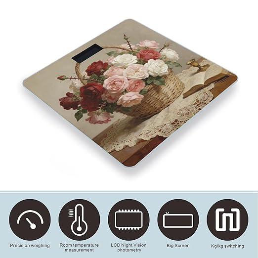 Fleurs De Mai Smart Scale for Body Weight Digital Bathroom Scale Toughened Glass Weight Scale with Large LCD Backlight Display High Precision Scales Weighing Machine