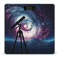 Space Galaxy with Telescope Scale for Body Weight Anti-Slip Tempered Glass Digital Bathroom Scales Clear LCD Display Weighing Scale Safe Rounded Corners Smart Scales