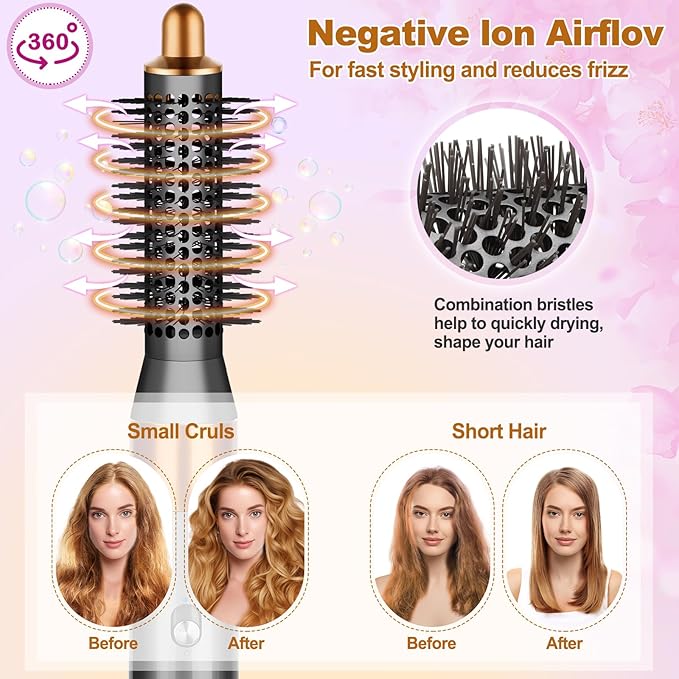 Small Round Volumizng Brush and Blade Concentrator Attachment for Dyson Airwrap HS01 HS05 HS08 for a Smooth More Aligned Finish and Defined Bouncy Curls