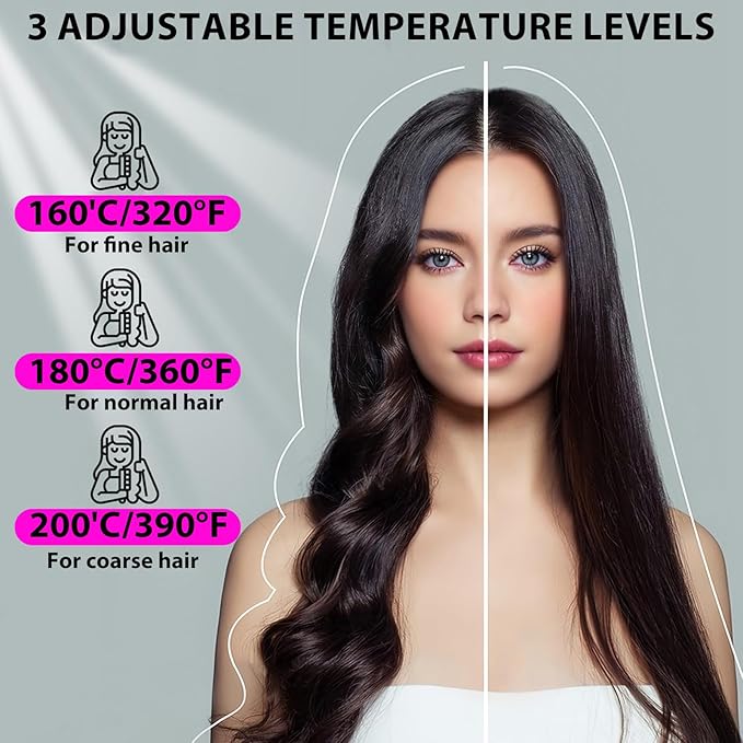 2026 UpgradedGo Brush Pro Portable Cordless Hair Straightener Brush with LCD Fast Heating Cordless 3 Temperature Settings USB Rechargeable Fast Heating Hair Brush for Travel