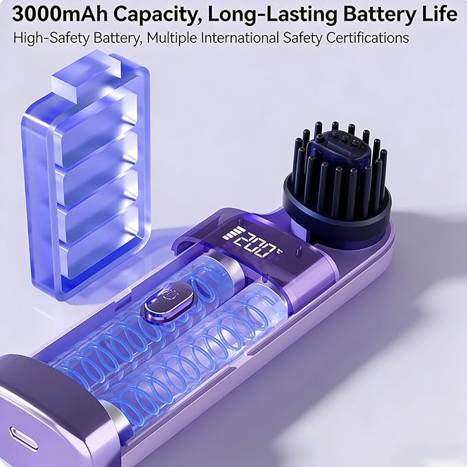 Portable Curling Iron Adjustable Temperature with LCD Display for Home Hair Styling and Travel Use Long Battery Life Curling Iron Portable with Adjustable Heat LCD Screen for Home Styling and Travel