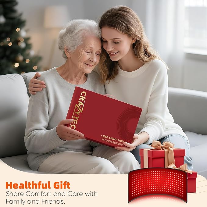 CRAZYTECH Red Light Therapy Pad for Body 24x12 Large 48W High Power Infrared Heating Blanket with 240 LEDs Near Infrared Mat Wrap for Back Shoulder Knee &amp Dogs 5 Levels 3 Modes