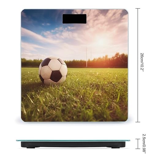 Soccer Ball on A Field Scale for Body Weight Highly Accurate Digital Bathroom Scale Sturdy Tempered Glass Weighing Scales with LCD Display Fashion Body Fat Smart Scales 400lb