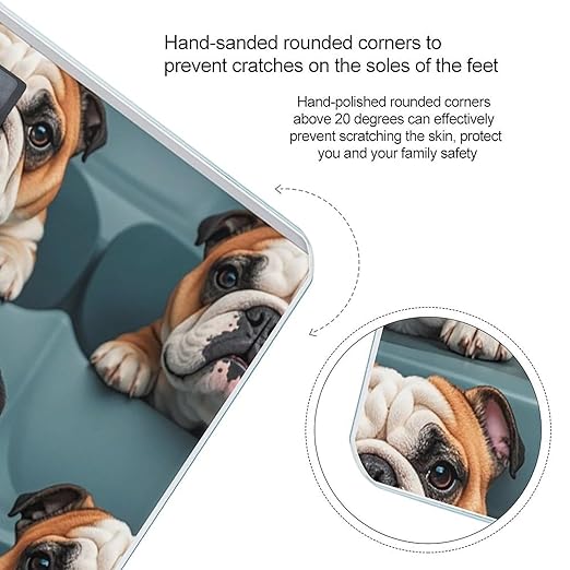 Funny English Bulldog Scale for Body Weight Digital Bathroom Scale Toughened Glass High Precision Scales for Body Weight with Large LCD Backlight Display Weight Scales