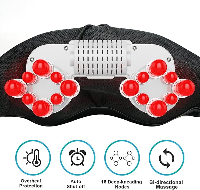 cotsoco Cordless Shiatsu Neck and Shoulder Massager with HeatPortable Massagers for Neck and Back3D Deep Tissue Kneading Back Massager for Muscle Pain ReliefPerfect Gifts for Men and Woman