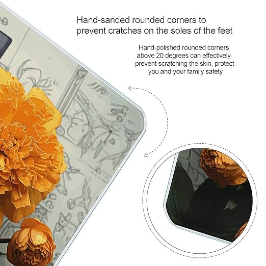 Marigold Weight Scale Large Bathroom Scales Digital Weight with Bright LED Display Non Slip Automatic Weighing Scale Fashion Weighing Machine for Body
