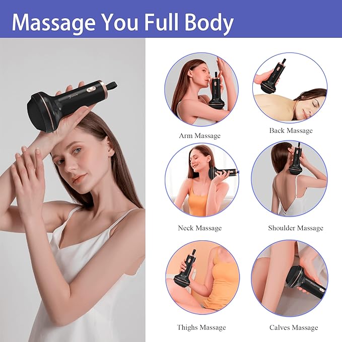Handheld Cellulite Massager Body Sculpting Machine Rechargeable &amp Cordless Stomach Fat Massager With 8 Massage Heads 2 Mesh Covers Massage Abdominal Belly Thighs Butt Neck for Women Men at Hom