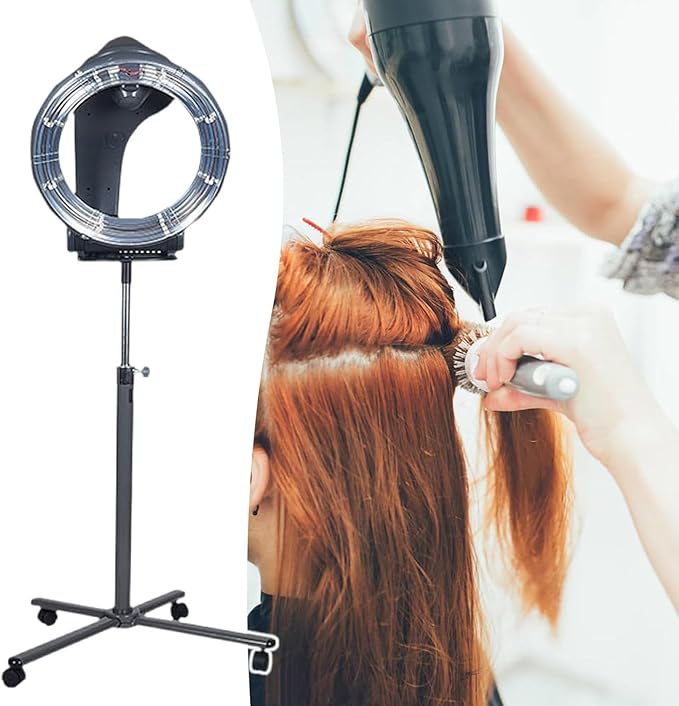 3 in 1 Professional Stand Hair Dryer Orbiting Infrared Hair Dryer Hair Color Processor Floor Hair Dryer 360° Rotating Adjustable Hair Drying Perming Machine with Wheels