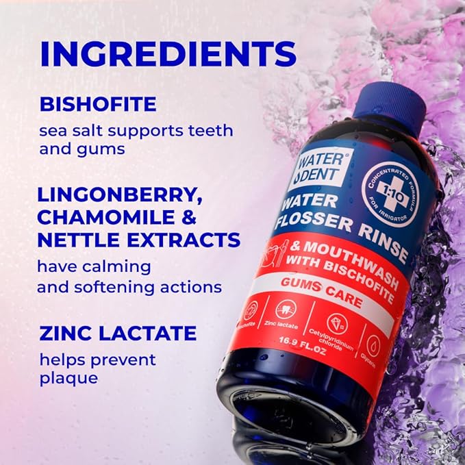 Medium Soft 2-Pack Toothbrush &amp Concentrated Water flosser Rinse &amp Mouthwash Gum Care Alcohol and Fluoride Free. Made in USA