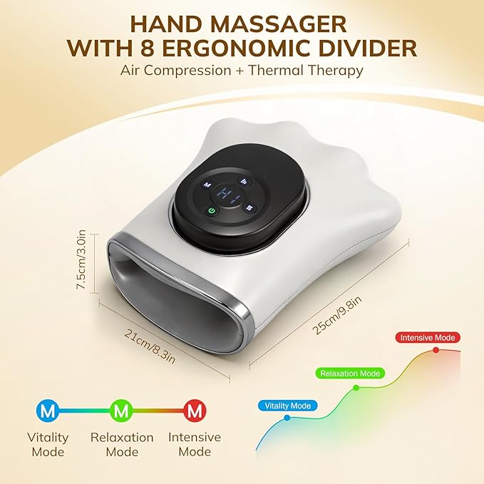 VARIPOWDER Hand Massager with Heat and Compression Cordless Hand Massager for Arthritis and Carpal Tunnel Finger Massager Gifts for Women Men