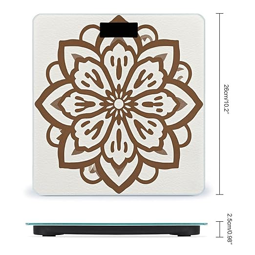Brown Outline Flower Smart Scale for Body Weight Accurate Bathroom Scale with LED Display Digital Weight Scales Weighing Machine High Precision Scales for Bath Home