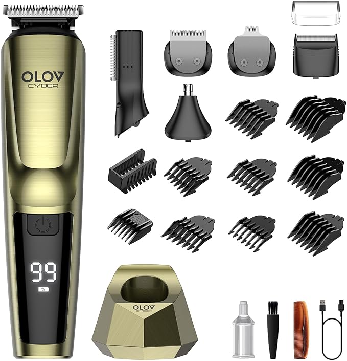 Cordless Beard Trimmer for Men 17-in-1 Mens Grooming Kit Electric Razor Shaver for Face Mustache Body &amp Nose Hair with USB Charging Dock IPX7 Waterproof Gift for Dad Husband &amp Him