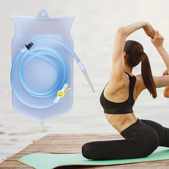 Deepdeem Clear Silicone Enema Bag Kit – 2 Quart Reusable Colon &amp Detox Care System with 6.75ft Hose &amp 7 Tips Non-Toxic Home Colonic Kit for Men &amp Women (Coffee/Water Compatible)