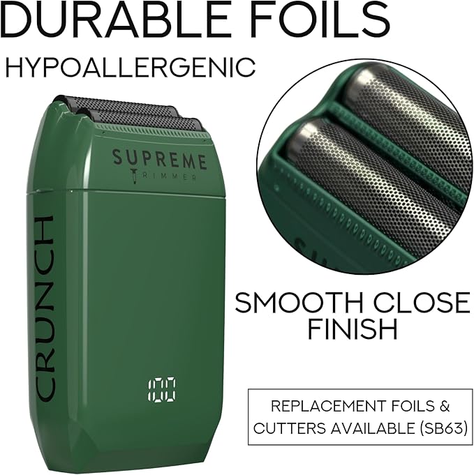 Supreme Trimmer Crunch STF602 – Waterproof Double Foil Shaver for Men | 150 Min Runtime Wet/Dry Cordless &amp Corded Electric Razor | Hypoallergenic Foils for Face Head &amp Stubble