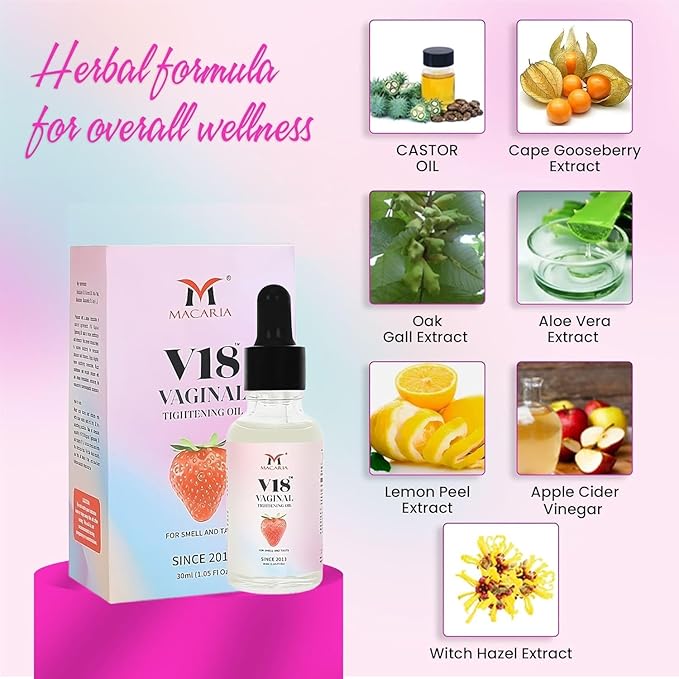 MACARIA V18 Vaginal Tightening Cream Tightening Gel for Pussy Yoni Narrows Vaginal Walls Improves Vagina Health Enhances Intimate Sensitivity Restoring Self-Confidence