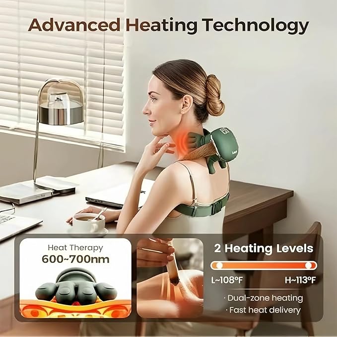 4D Wireless Massager with Hands – Shiatsu Deep Tissue Relief with Heat 2026 New Neck Massage Deep Tissue Shiatsu Neck and Shoulder Massager Masajeador de Espalda y Cuello Three Massage Modes
