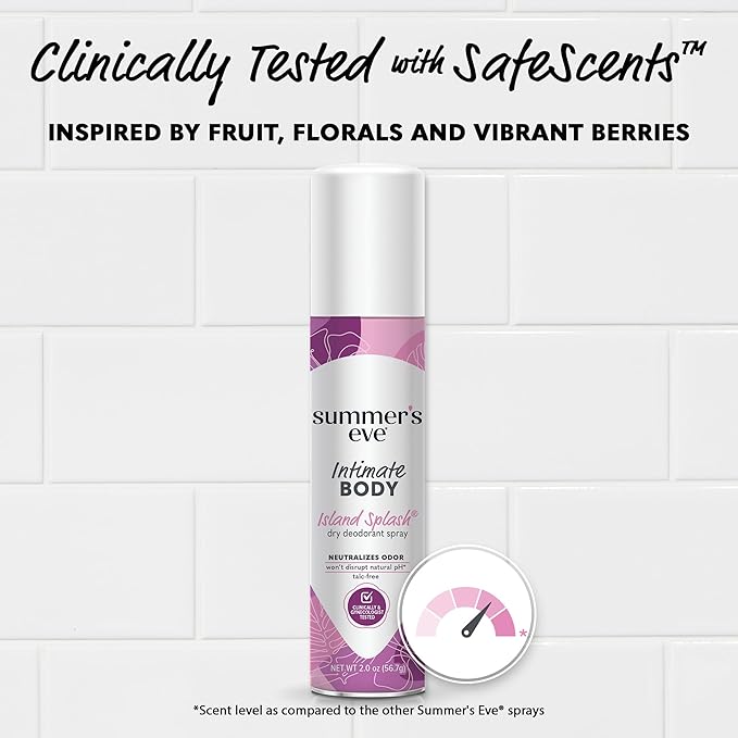 Summer's Eve Island Splash Daily Feminine Spray with Talc-Free Odor-Neutralizing and Moisture-Absorbing Formula 2 Oz Pack of 24