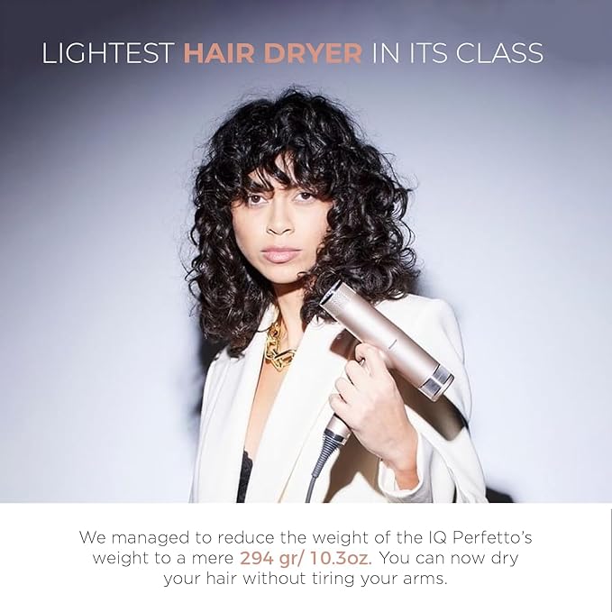 IQ2 | IQ Perfetto | Professional Hair Dryer | by Ga.Ma Italy | 2022 Update | Auto Standby | Turbo 120.000 RPM | Rose Gold