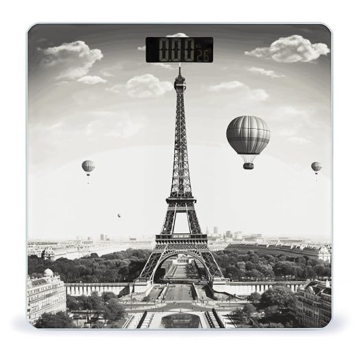 Paris Tower Scale for Body Weight Anti-Slip Digital Bathroom Scale Sturdy Toughened Glass Weighing Scales High Precision Safe Rounded Corners Smart Scales