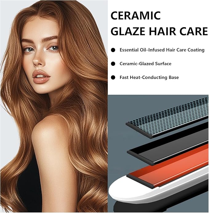 Hair Straightener Flat Iron &amp Curler 2 in 1 Titanium Ceramic Ionic Hair Straightener with 4 Adjustable Heat Curler for Fast Smooth Styling Anti-Frizz Styling Tool
