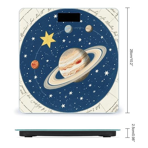 Planets Stars Space Bathroom Scale for Body Weight Bathroom Digital Electronic Weighing Scale with Back Lit LED Display Sturdy Tempered Glass Weight Watchers Scales 400lb