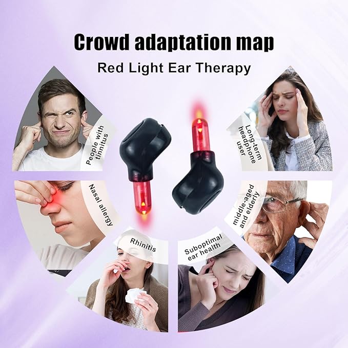 Red Light Therapy for Ears and Nose Relief Tinnitus and Sinus Discomfort Suitable for Daily Care Easy to Use While Traveling Or Home