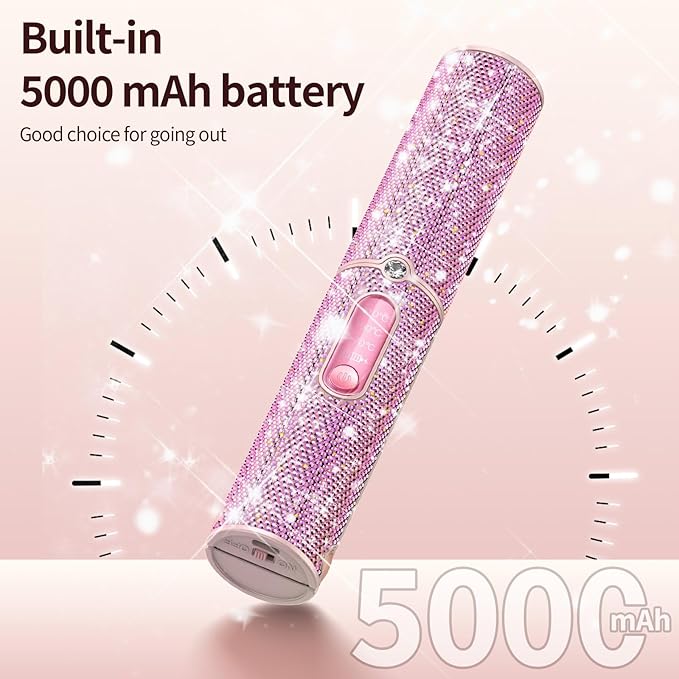 Feitenn Cordless Hair Straightener 2 in 1 Portable Straightener Hair Straightening Dual Voltage Flat Iron Fast Heat Wireless Hair Curler 5000mAh Rechargable for Travel Gift for Women（Pink）