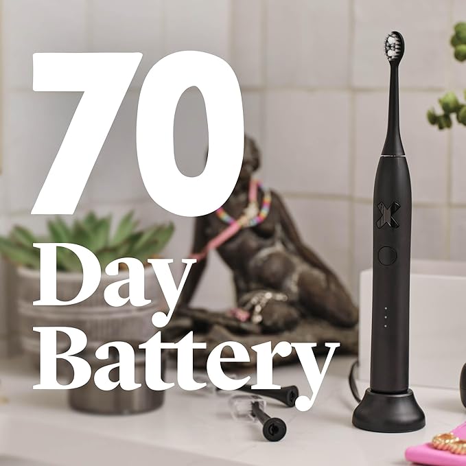 Made by Dentists PRO‑X Sonic Electric Toothbrush for Adults – Dentist‑Designed Whitening Rechargeable Toothbrush 9 x More Plaque Removal 70 Day Battery 3 Modes Travel Case &amp Extra Heads Black