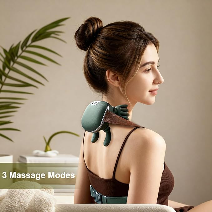 Neck Massager Shiatsu Neck and Back Massager with Heat 4D Kneading Simulated Human Hand Design Electric Deep Tissue Massage Portable Body Massager for Shoulder Pain Relief &amp Muscle Relax