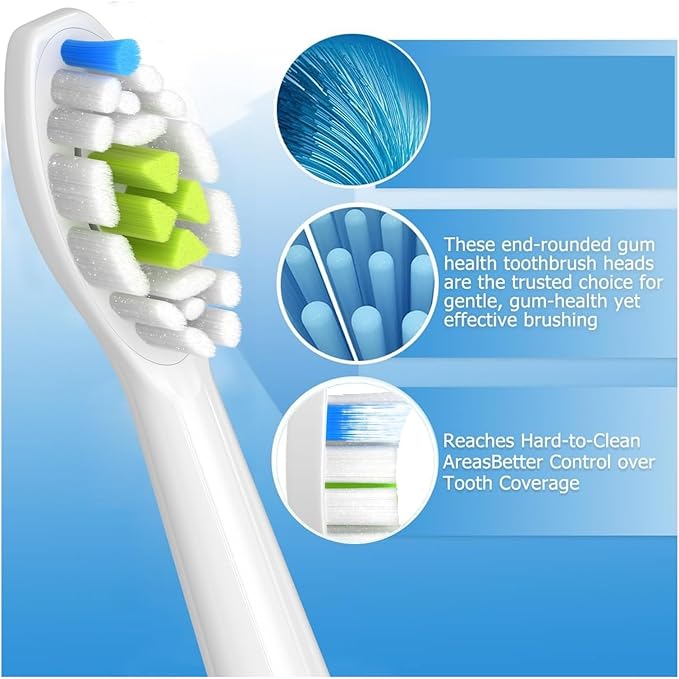 Replacement Toothbrush Heads Compatible for Easy Clean Healthy and Other Snap-On Handles(8-16pcs)(8White 8Black)