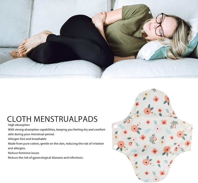 5pcs Reusable Menstrual Pads Cloth Pads for Women Reusable Period Pads Reusable Pads for Women Washable Sanitary Napkins Reusable Cloth Menstrual Pads Breathable Feminine Pads