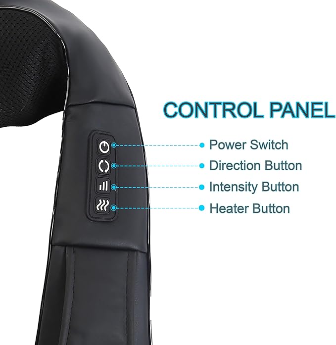 InvoSpa Shiatsu Massager with Heat - Deep Tissue Kneading Pillow for Neck Shoulders and Back - Electric Full Body Massage