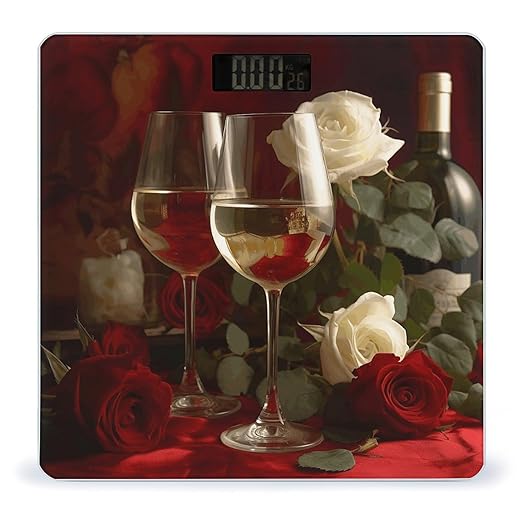 Roses on Table Bathroom Scale for Body Weight Bathroom Weighing Scale with Backlit LCD Display Highly Accurate Measures Weight Up to 180kg