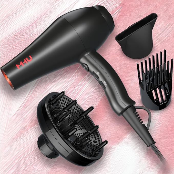 1875W Far Infrared Hair Dryer | Powerful AC Motor Blow Dryer Fast Drying | 2 Speed 3 Heat with Cool Shot | ETL Certified with ALCI Safety Plug | Concentrator &amp Diffuser &amp Comb | 2.65M Long Cor