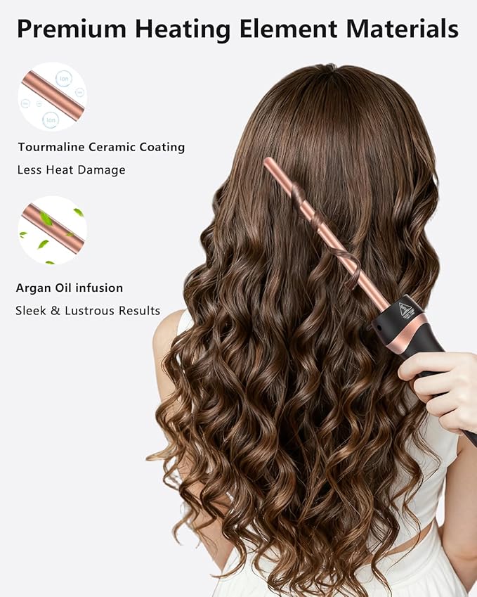 3/8 Inch Small Barrel Hair Curler Ceramic Mini Curling Iron with Adjustable Temperature &amp Heat Resistant Glove Fast Heating 9mm Tiny Barrel for Tight Curls Spiral Waves on Short or Long Hair