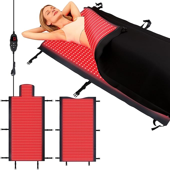 2570 LEDs Dual Full Body Red Light Therapy Mat Red Light Therapy Blanket 2570pcs 2in1 LEDs(660nm&amp 850nm) Premium Leather Adjustable Timer &amp Intensity