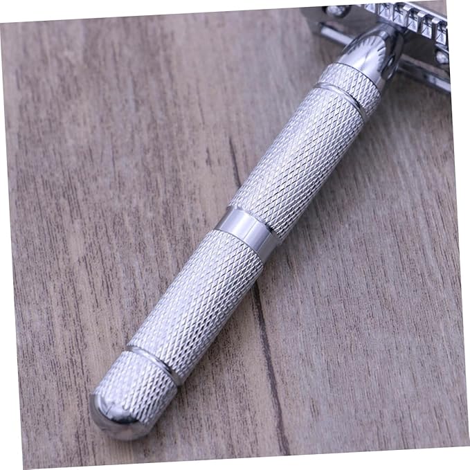 Baluue 2pcs Men Razor Safety Razor Stainless Steel Blade Double Shaver for Gentle Hair Removal