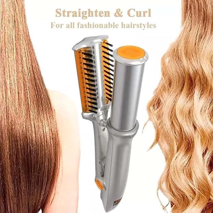 Versatile Rotating Hair Tool for Curls and Straight Styles with Safety Features