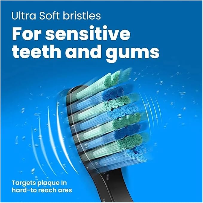 4 Pcs Electric Toothbrush Heads Compatible with Fairywill D7/D8/FW507/FW508/FW551/917/959/SG-E9(12pcs Black)