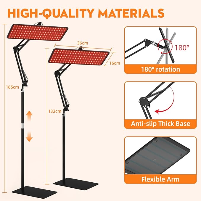 Red Light Therapy for Face and Body 3-Wavelength (660nm Red 850nm 940nm Infrared) LED Infrared Light Therapy Lamp with Adjustable Stand Protective Glasses for Home Use Gift for Women Girls